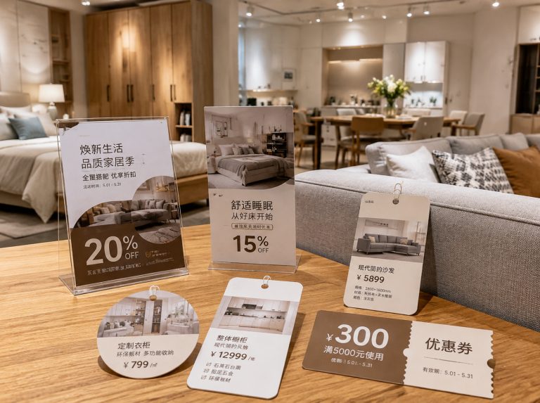合浦县家具门店单页海报与吊牌
